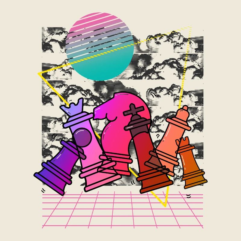 Collage d’échecs au néon