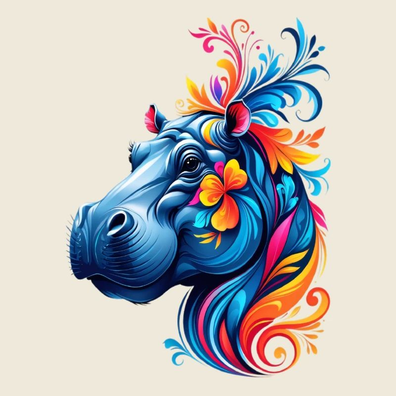 Cheval coloré avec des fleurs