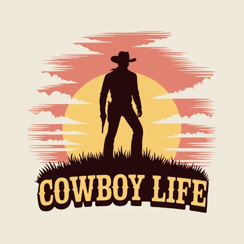 Cowboy-Leben Sonnenuntergangs-Silhouette