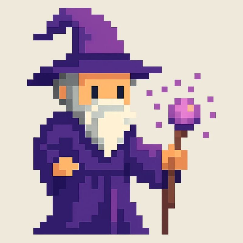 Pixel wizard in the purple shimmer