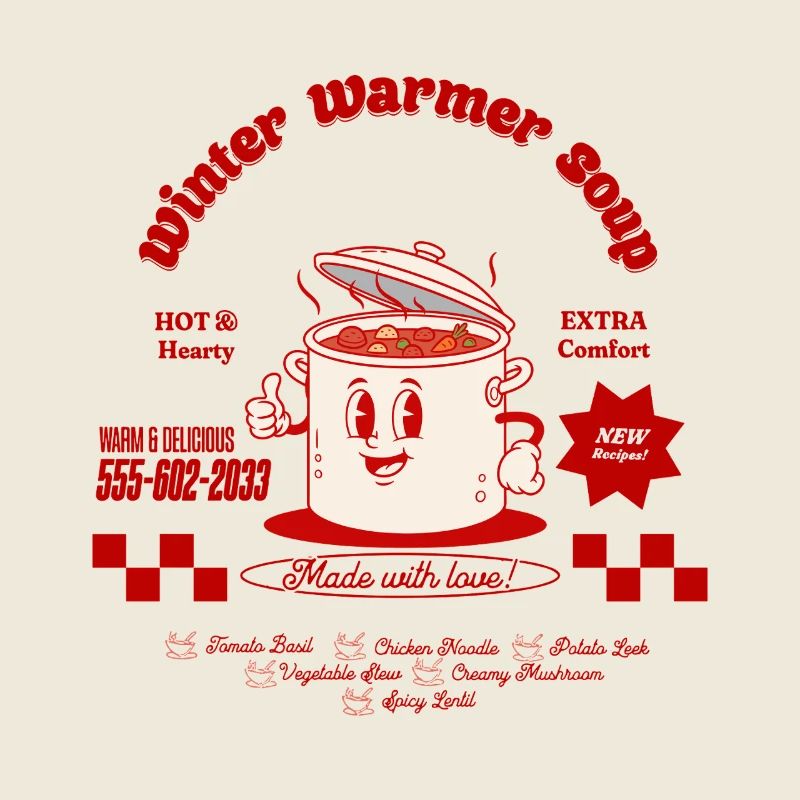 Pot de cuisson avec un logo rétro souriant