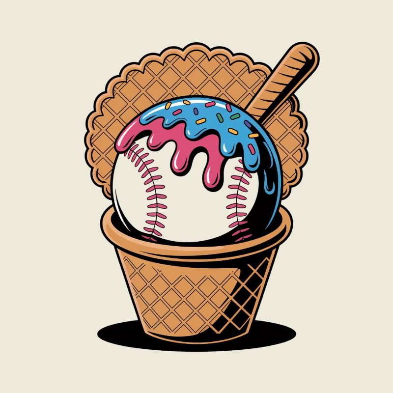 Baseball Eiscreme In Waffel Mit Schläger