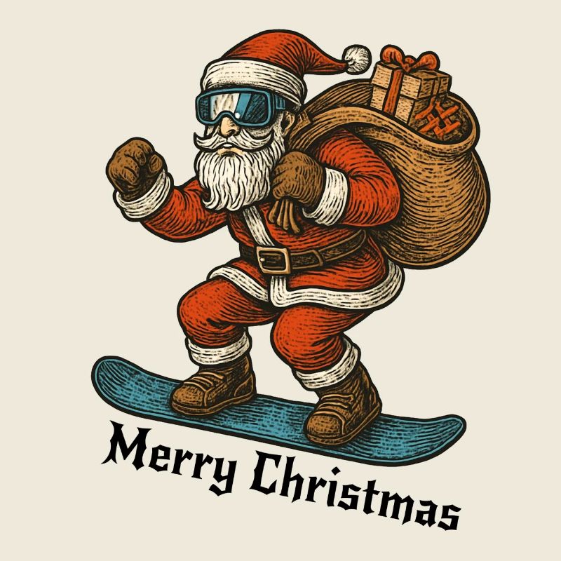 Santa Snowboard Joyeux Noël