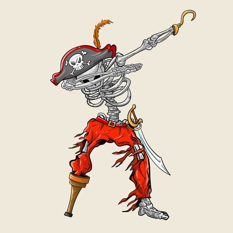 Dabbing Pirate Skeleton Funny Halloween Costume