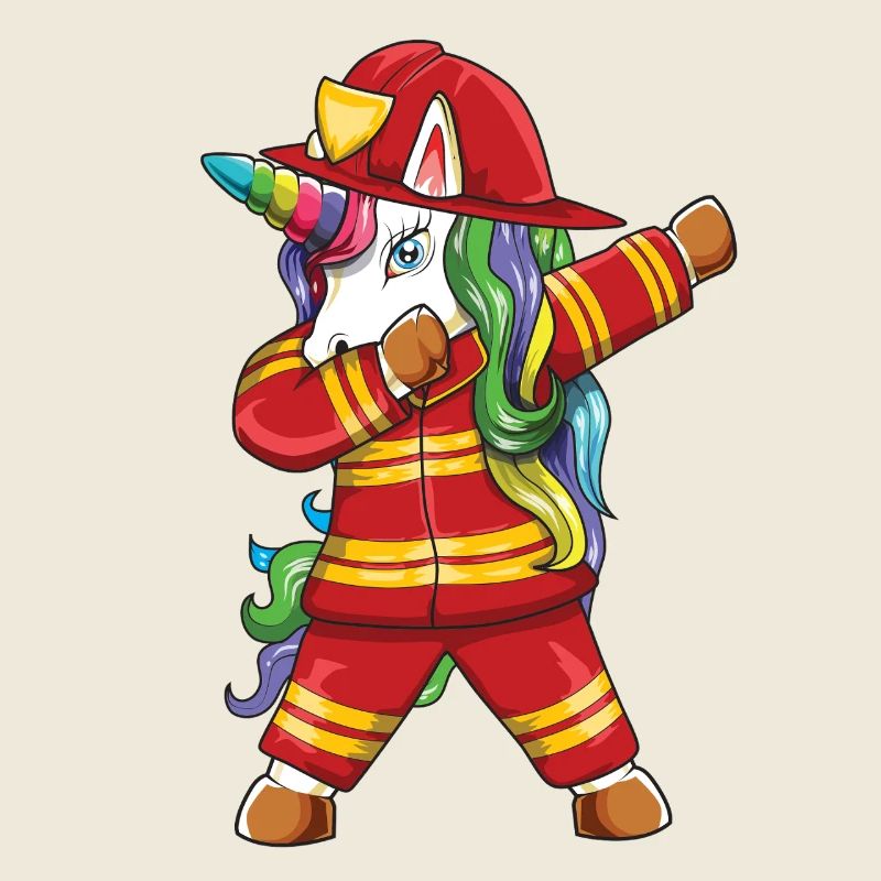 Dabbing Unicorn Firefighter Dad First Responder Gi