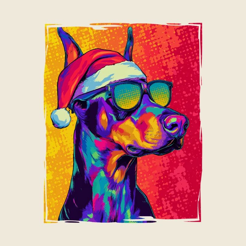 Portrait de Noël du Doberman