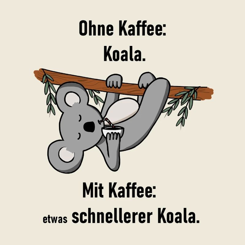 Koala drinks coffee