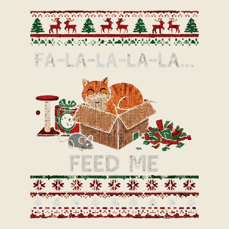 Chat de Noël dans une boîte – demandes de nourriture