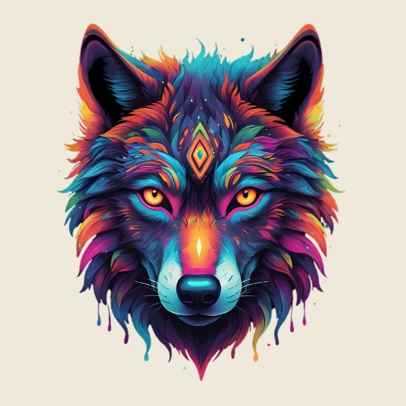 Neon-Wolf Kernmotiv Farbexplosion