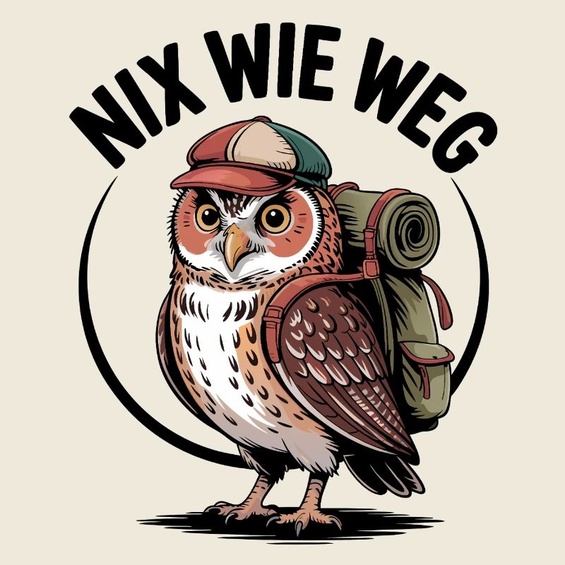 Wander-Eule mit Rucksack