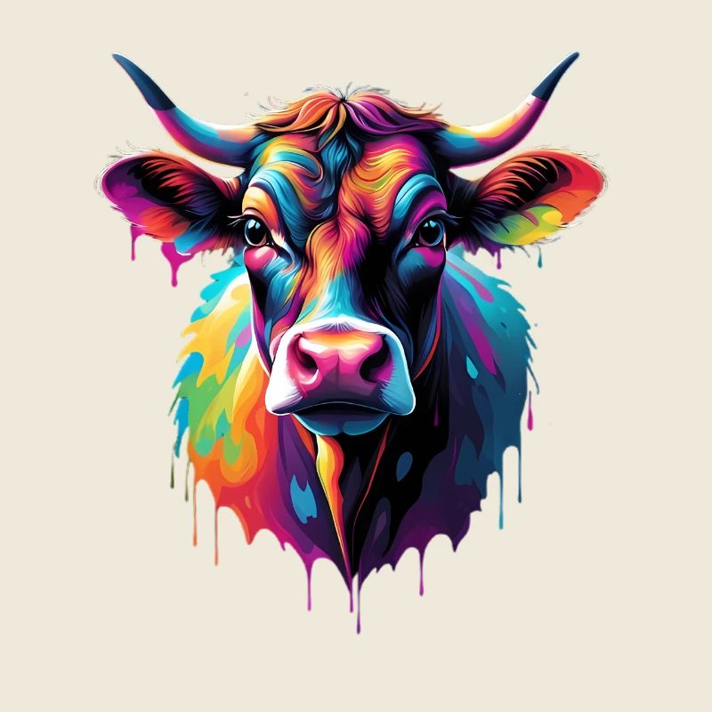 Explosion colorée des têtes de vache