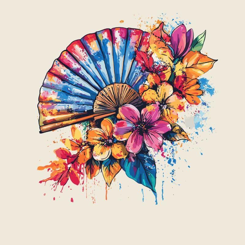 Farbenfroher Fächer mit Blüten