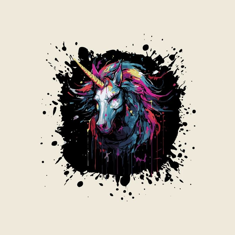 Farbsplatter Einhorn Kunst