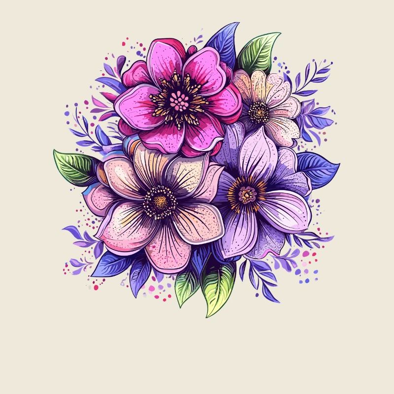 Bouquet de fleurs au néon dans le style aquarelle