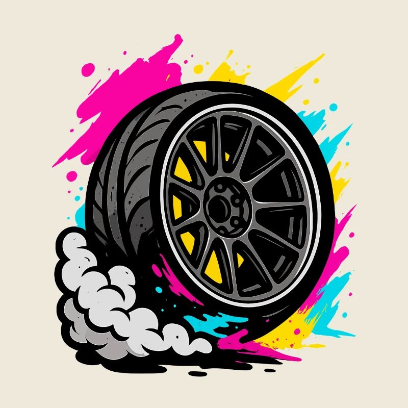 Neon Drift Wheel, Burnout Tuning Shirt
