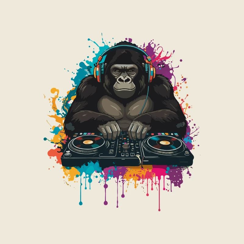 Gorilla DJ at the mixing desk