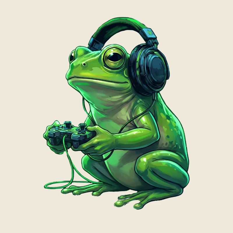 FroschGamer mit Kopfhörern