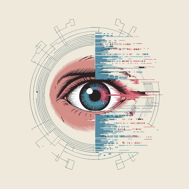 Futuristic eye with glitch effect