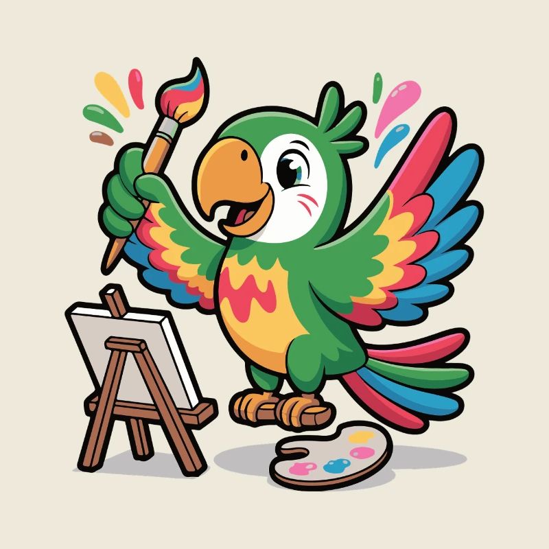 Colorful parrot with brush