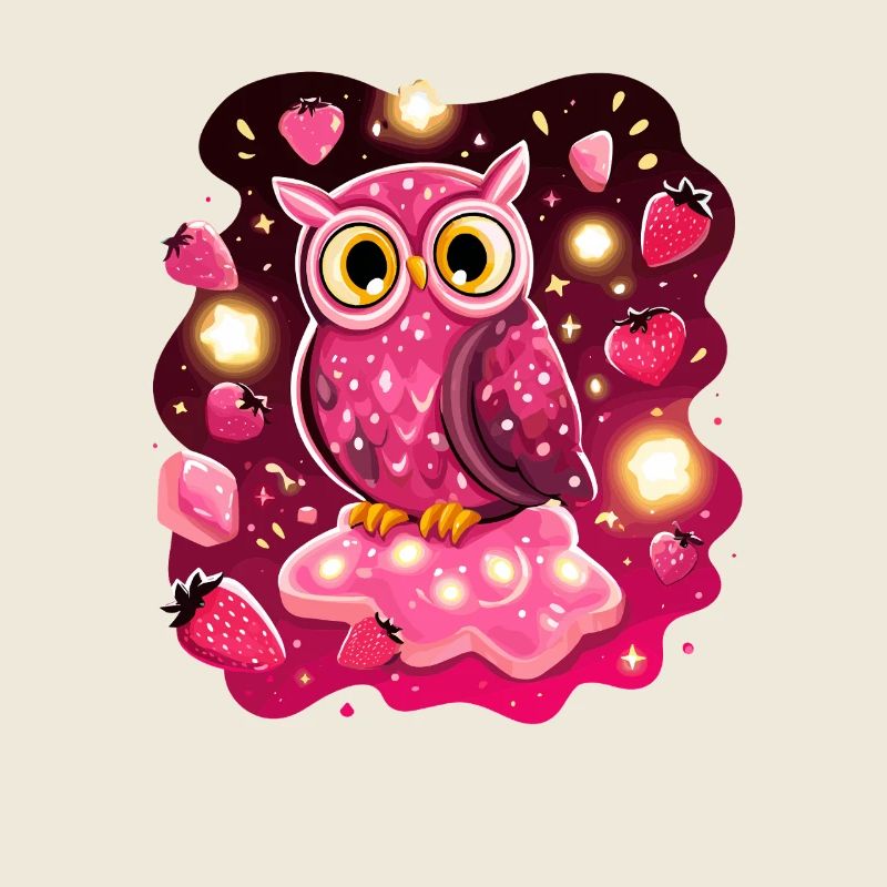 Pink Eule Erdbeerzauber