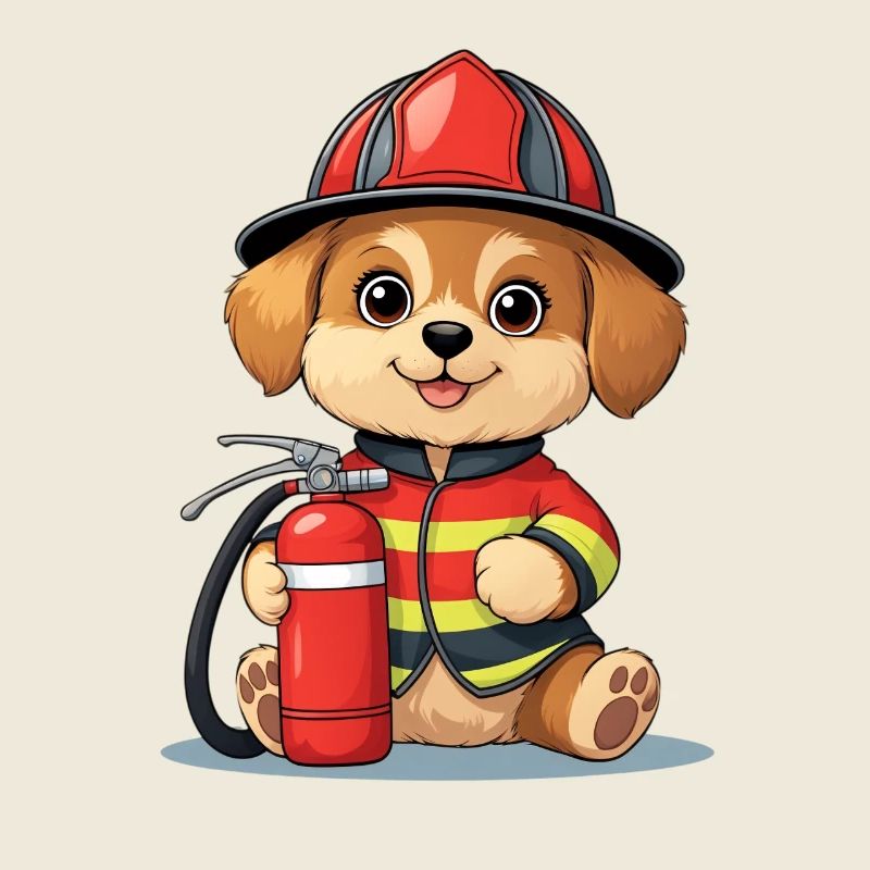 Chiot chien de pompiers en action