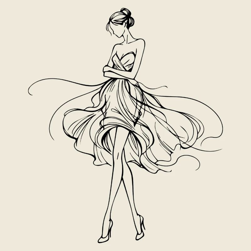 Silhouette in einem fließenden Kleid