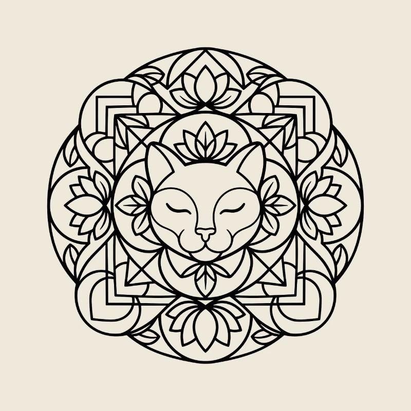 Mandala de chat avec ornementation harmonieuse