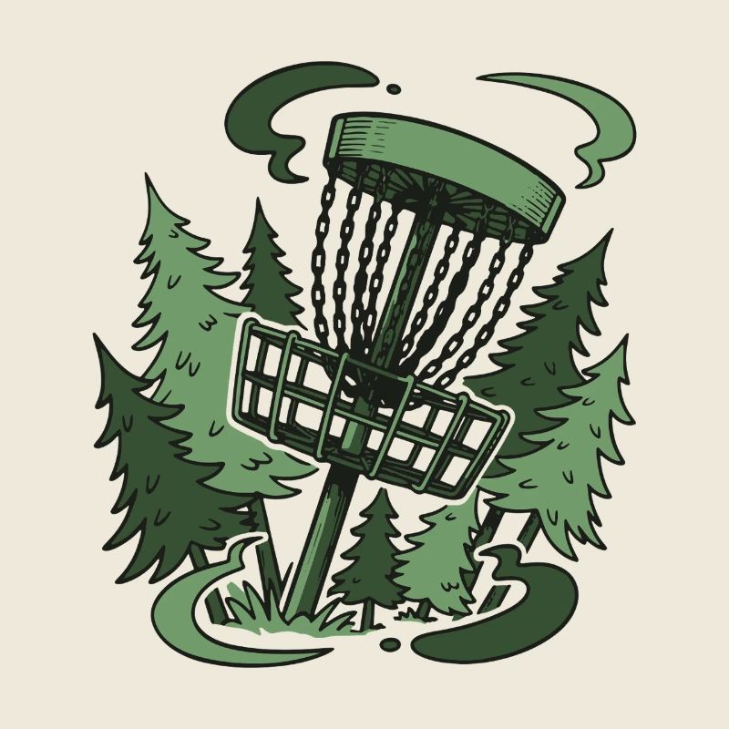 Panier de disc golf dans la forêt Scène drôle de disc golf