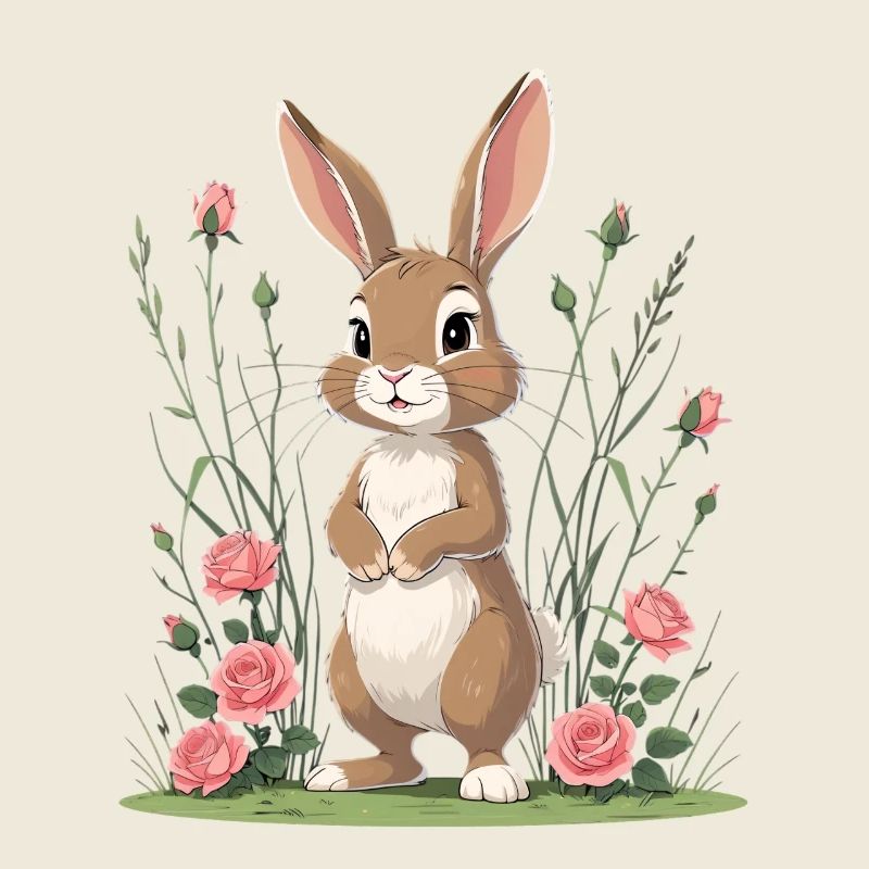 Hase im Rosengarten