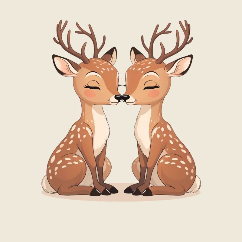 Motif de baiser en duo de cerfs câlins