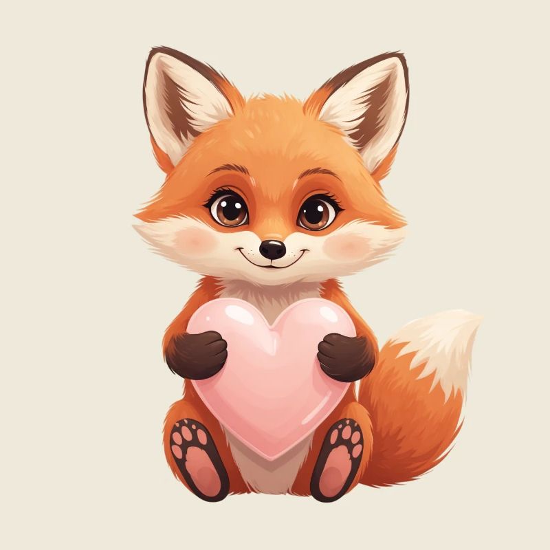 Cute fox with heart