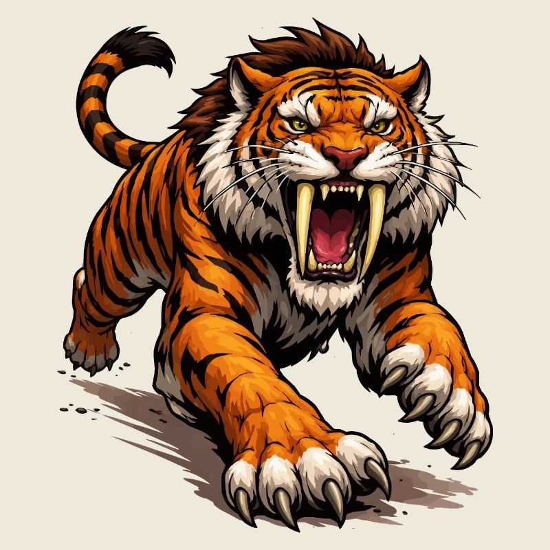 Comic Tiger Attack