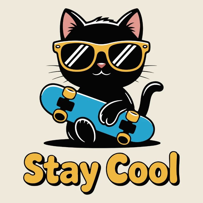 Chat patineur Reste Cool