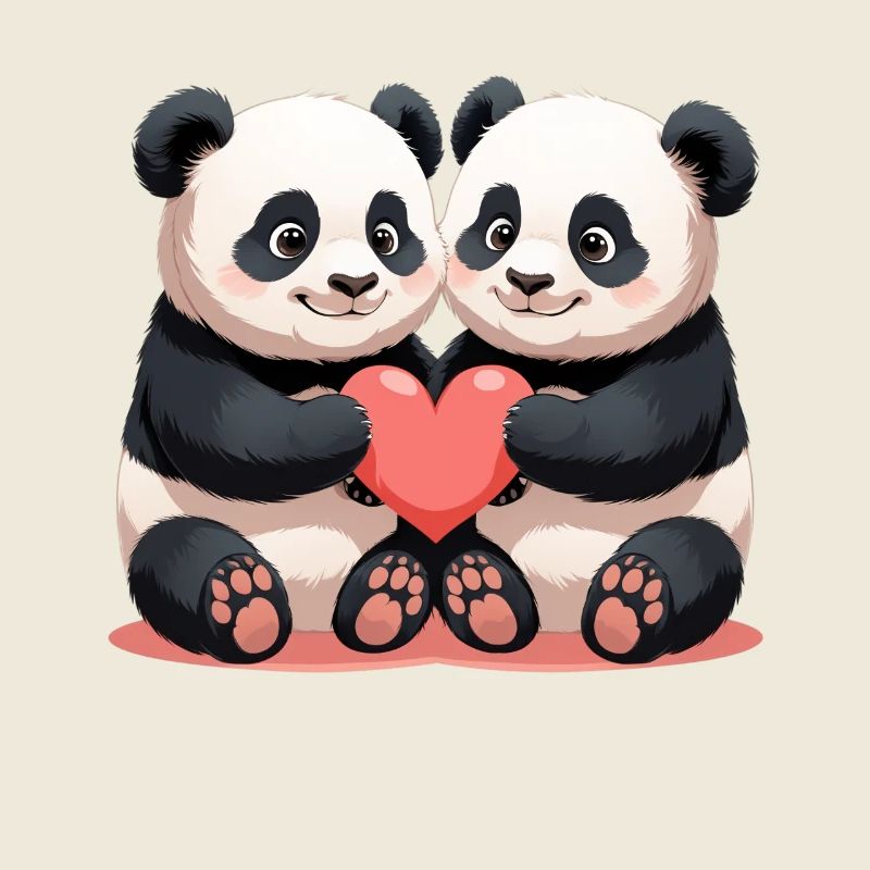 Panda Heart Duo Cuddle Time
