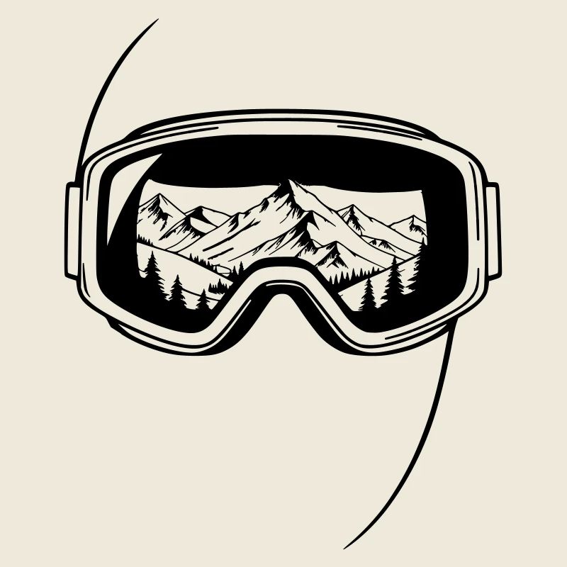 Graphisme des lunettes de ski en vue du sommet
