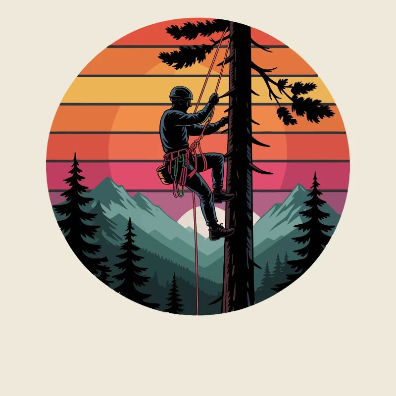 Kletterer im Abendrot Waldlandschaft