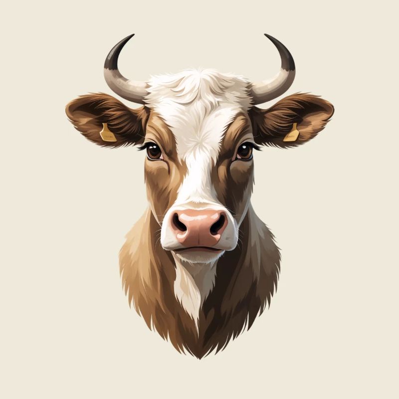 Portrait de tête de vache Tons naturels