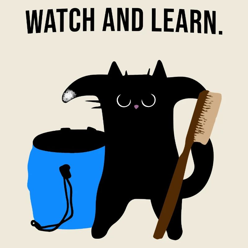 Grumpy boulder cat motivates to climb