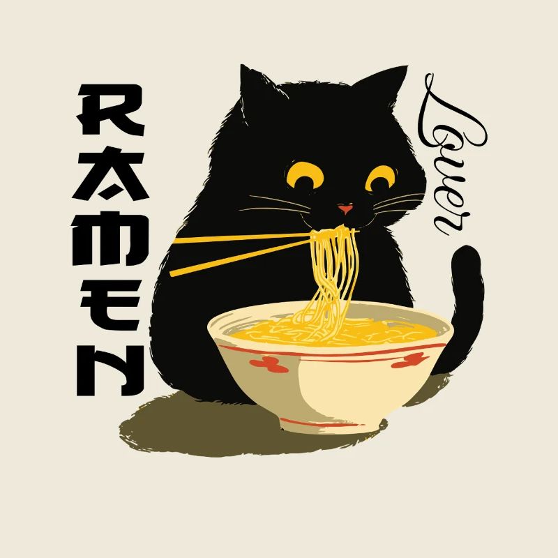 Ramen Lover - Black Cat with Noodles