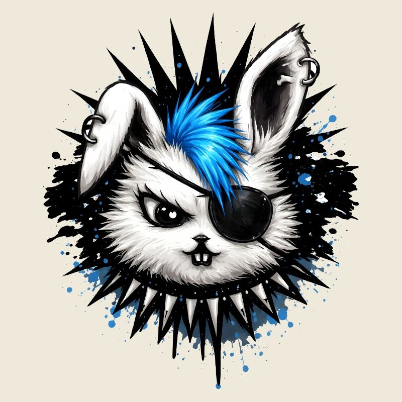 Lapin punk avec crête et cache-œil