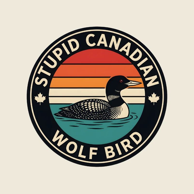 Funny Canadian Loon Wolf Bird Retro Sunset