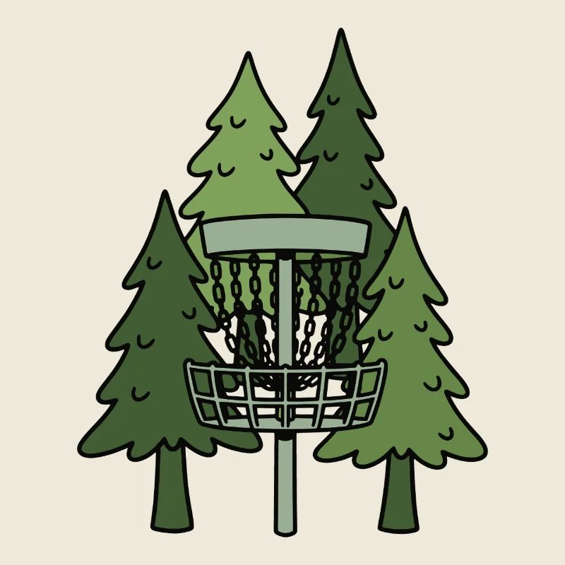 Forest Disc Golf Basket Funny Disc Golfing Scene