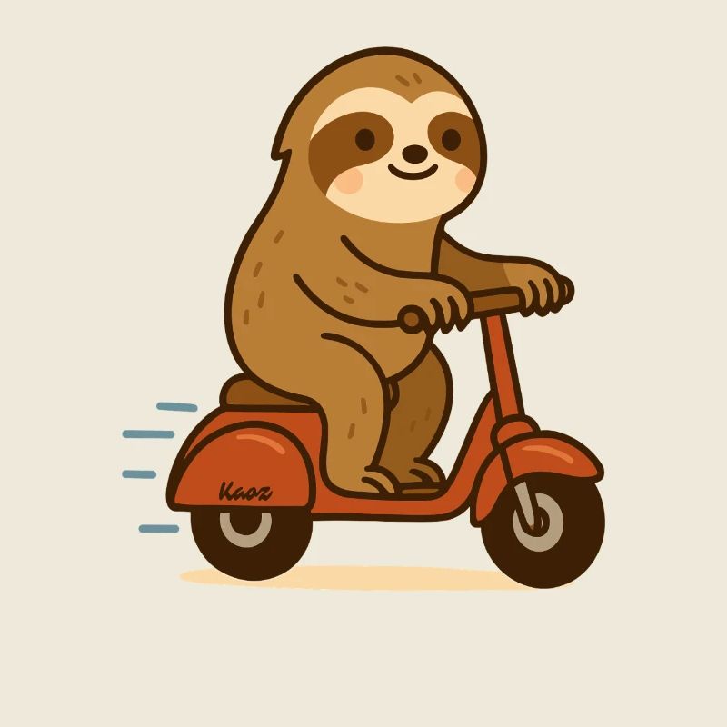 Sloth on scooter