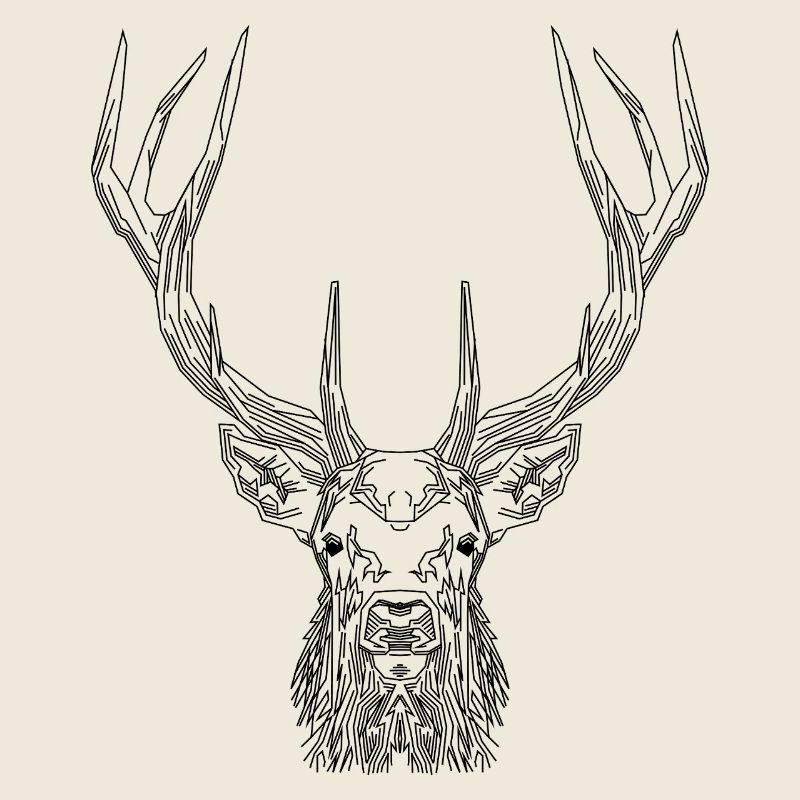 Tech Deer – Geometrischer Hirsch in Schwarz