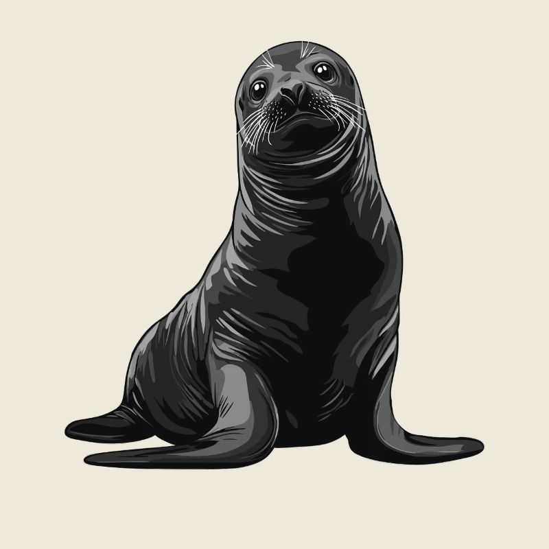 Graue Robbenillustration mit neugierigem Blick