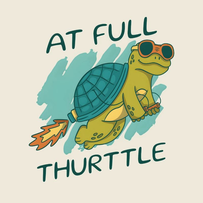 At Full Thurttle – Funny Rocket Turtle