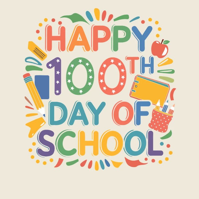 Célébration du 100e jour d’école – Illustration colorée de l’apprentissage