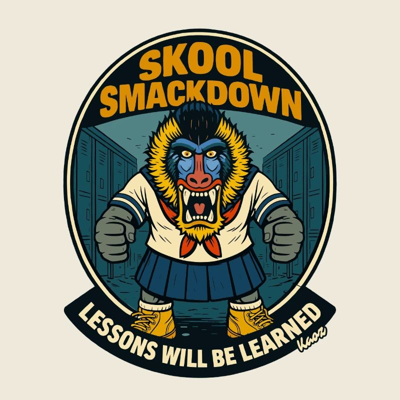 Schule Smackdown Primaten Affe Mandrill