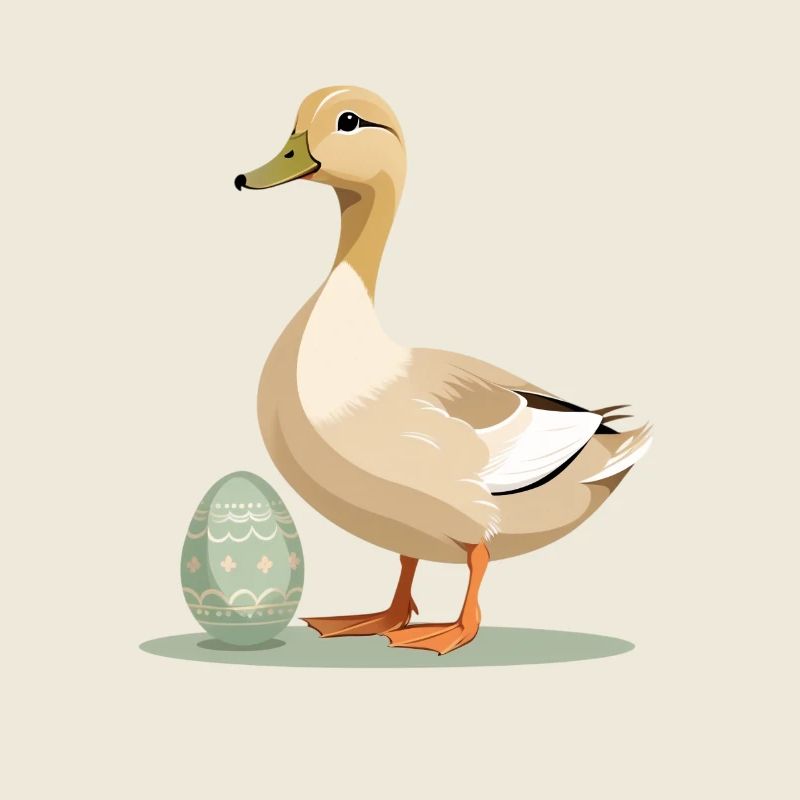 Canard de printemps avec œuf de Pâques