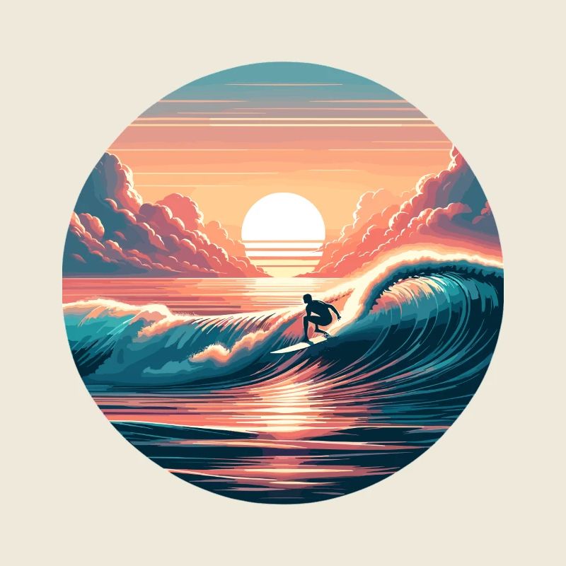 Vague de Surf au Coucher du Soleil